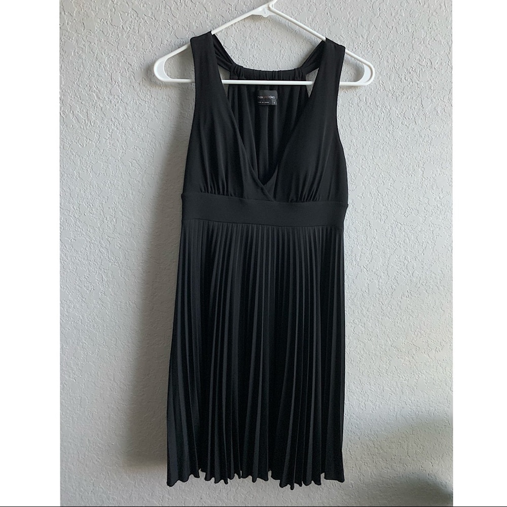 Max & Cleo Pleated Halter Cocktail Dress